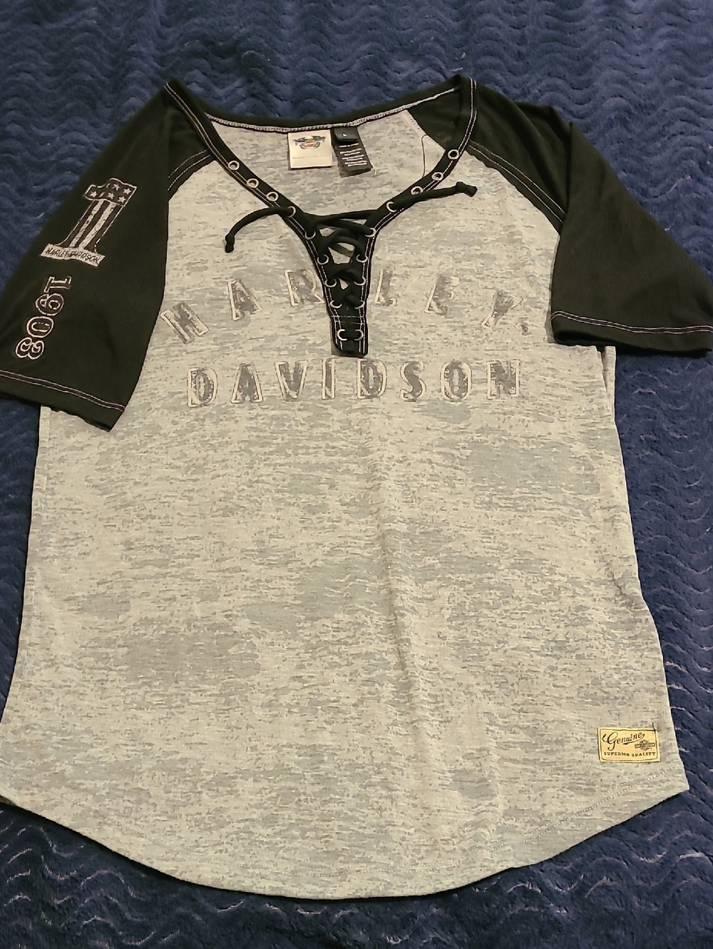 Harley-Davidson Heather Gray Burnout Tee. Sz L